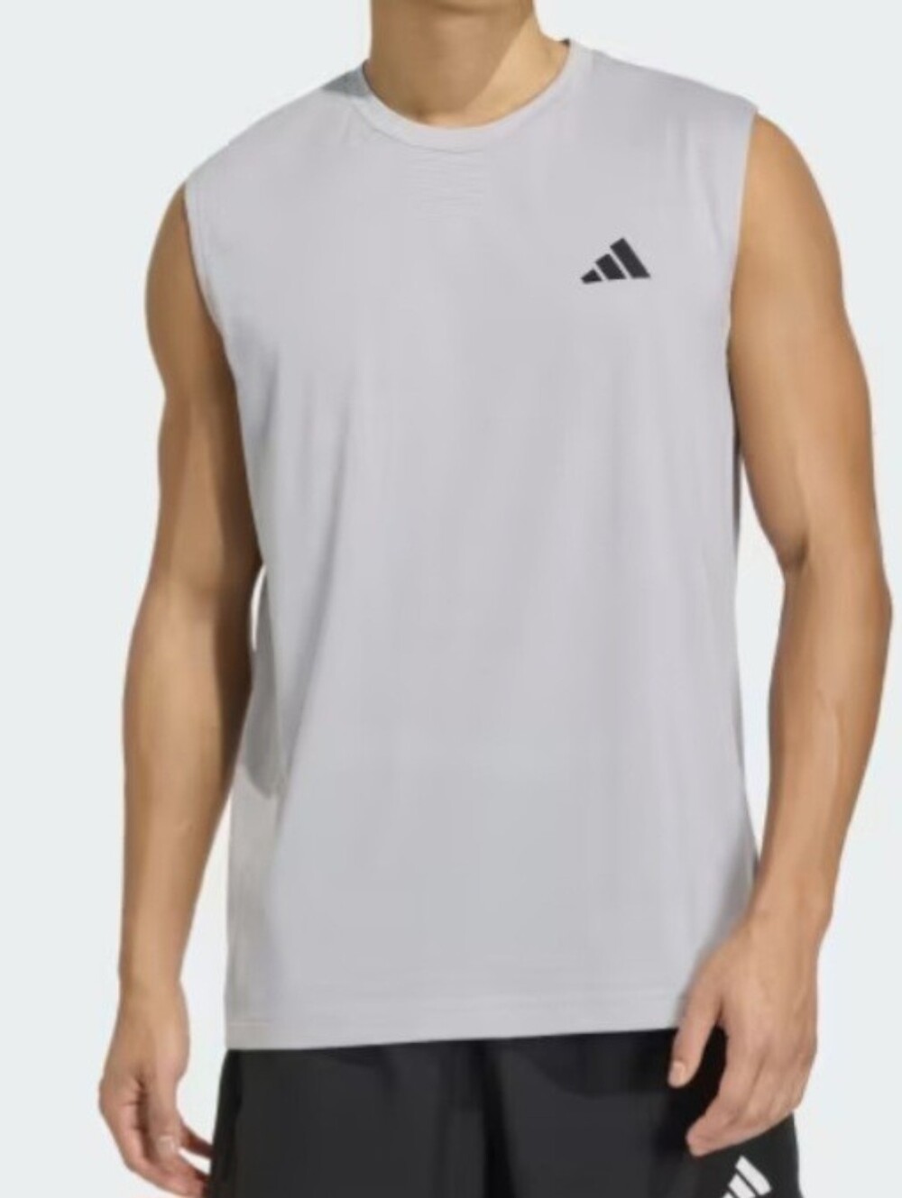 adidas Men's Light Gray Sleeveless Training Tank with Black Logo